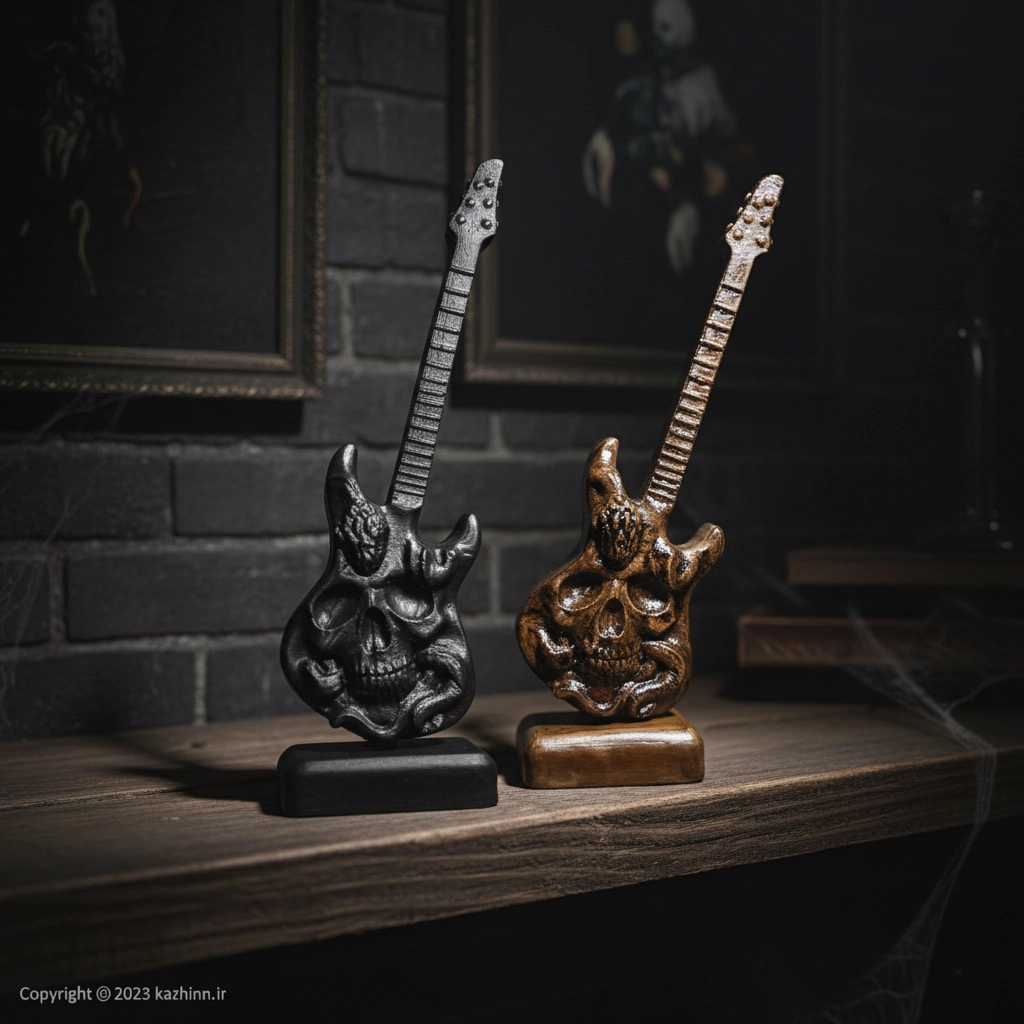 ماکت دکوری گیتار برقی اسکلتی - طرح چوب رو میز و دکور کافه