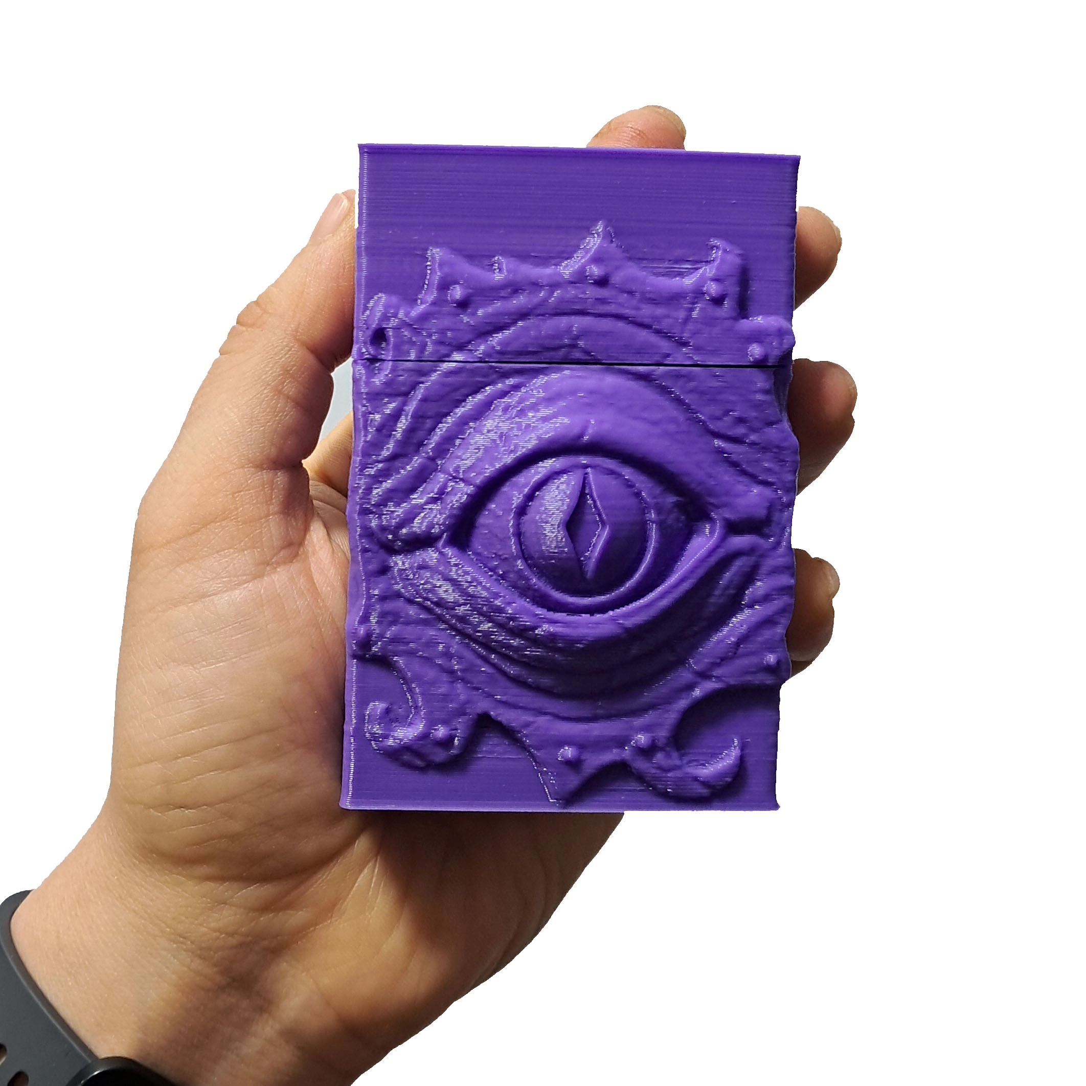 جعبه سیگار و جا سیگار نخی بنفش طرح چشم اژدها دست مدل