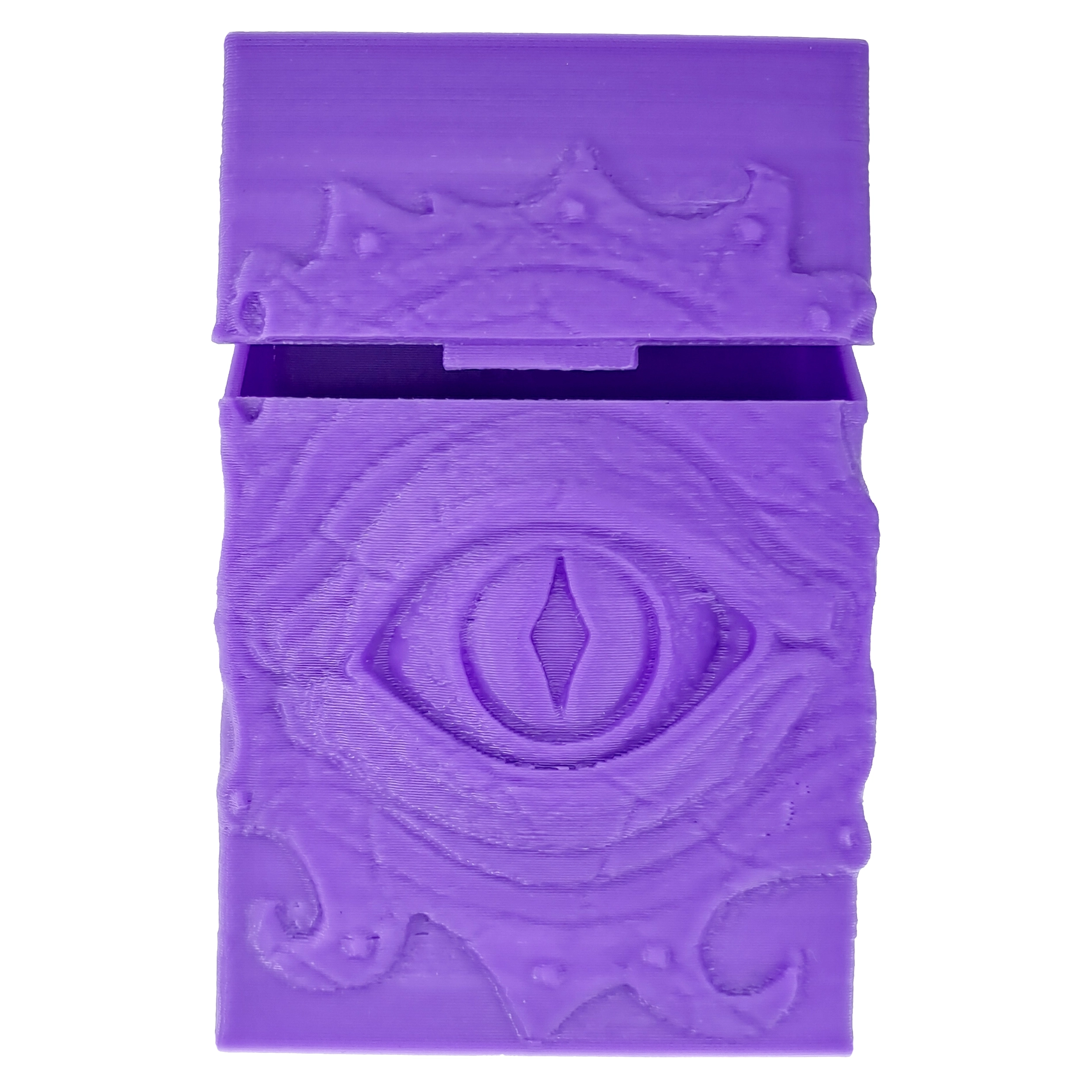 جعبه سیگار طرح چشم اژدها بنفش با درب نیمه باز