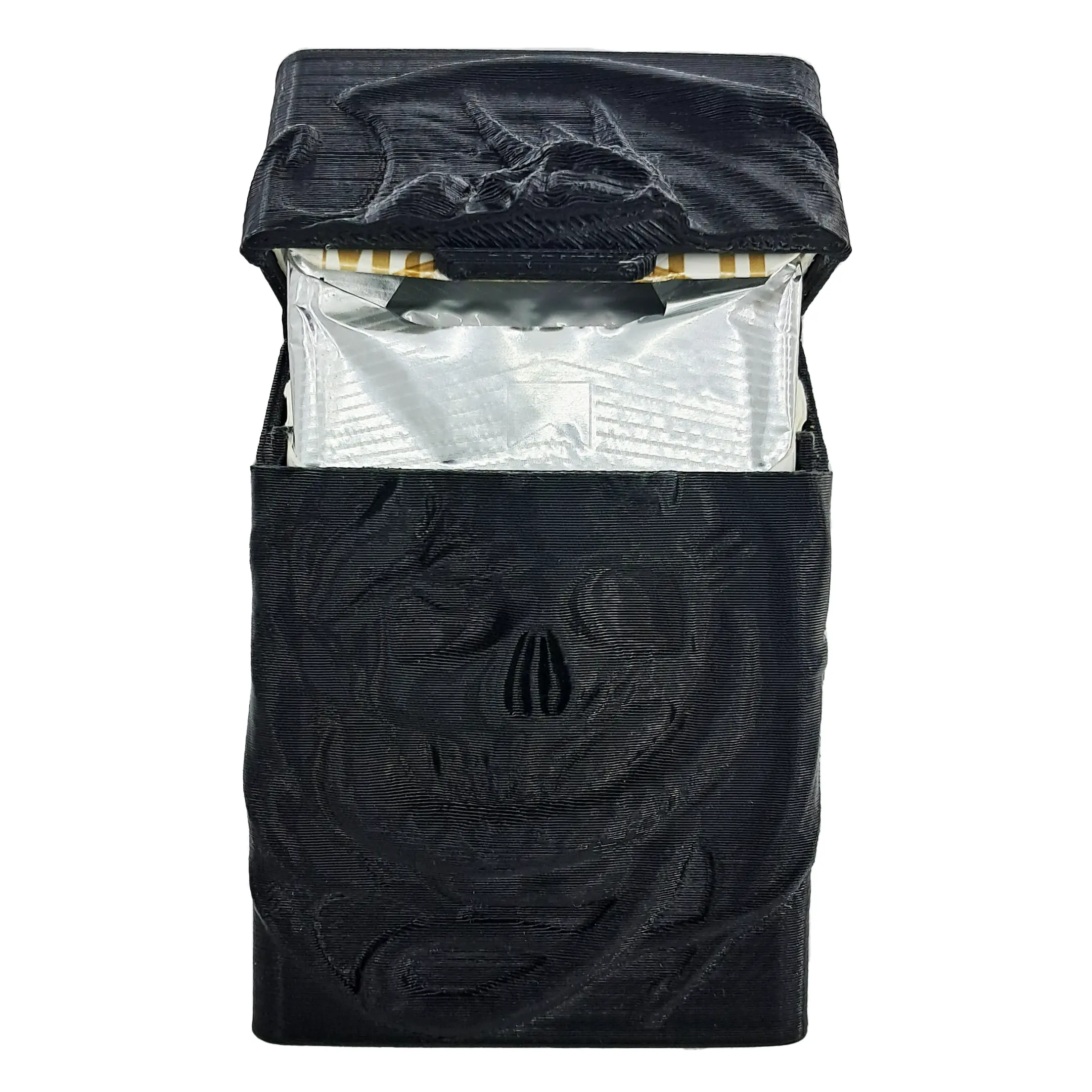 جعبه سیگار طرح اسکلت و اژدها - جا پاکت سیگار بزرگ رنگ مشکی