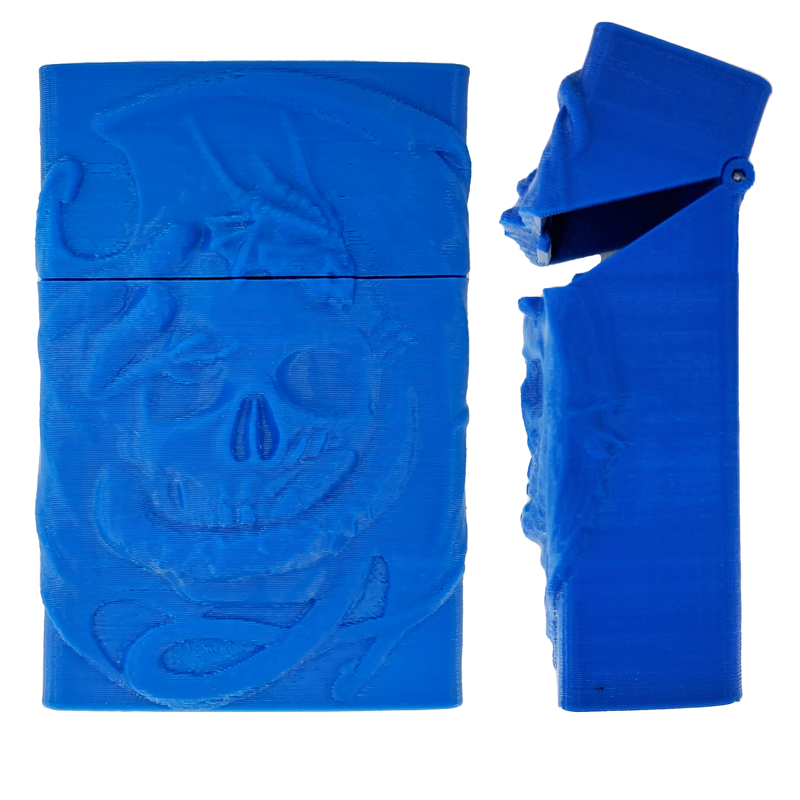 جاسیگاری و سیگار نخی طرح اسکلت و اژدها رنگ آبی - عکس نیم رخ و تمام رخ