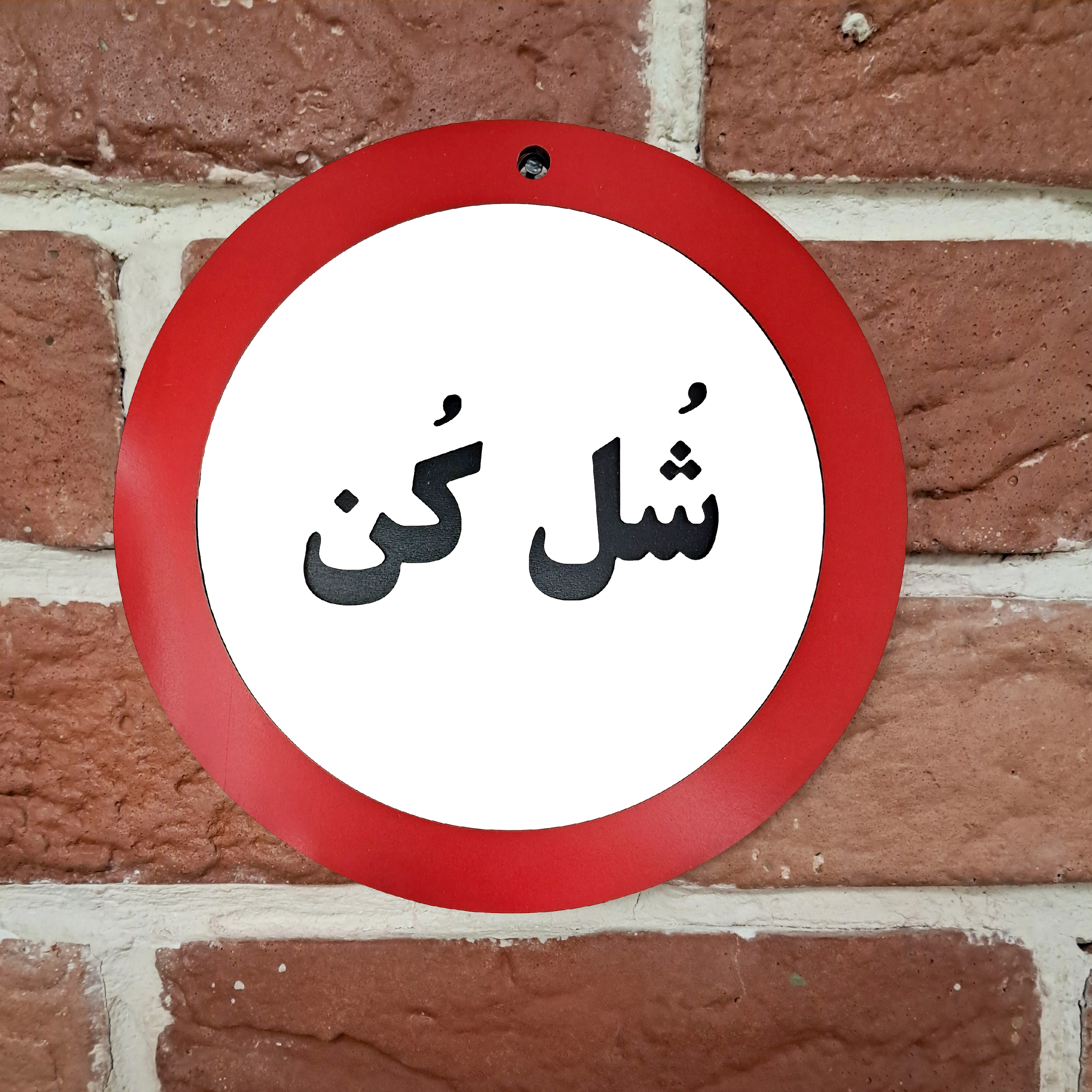 تابلو طنز شل کن نصب شده روی دیوار با میخ