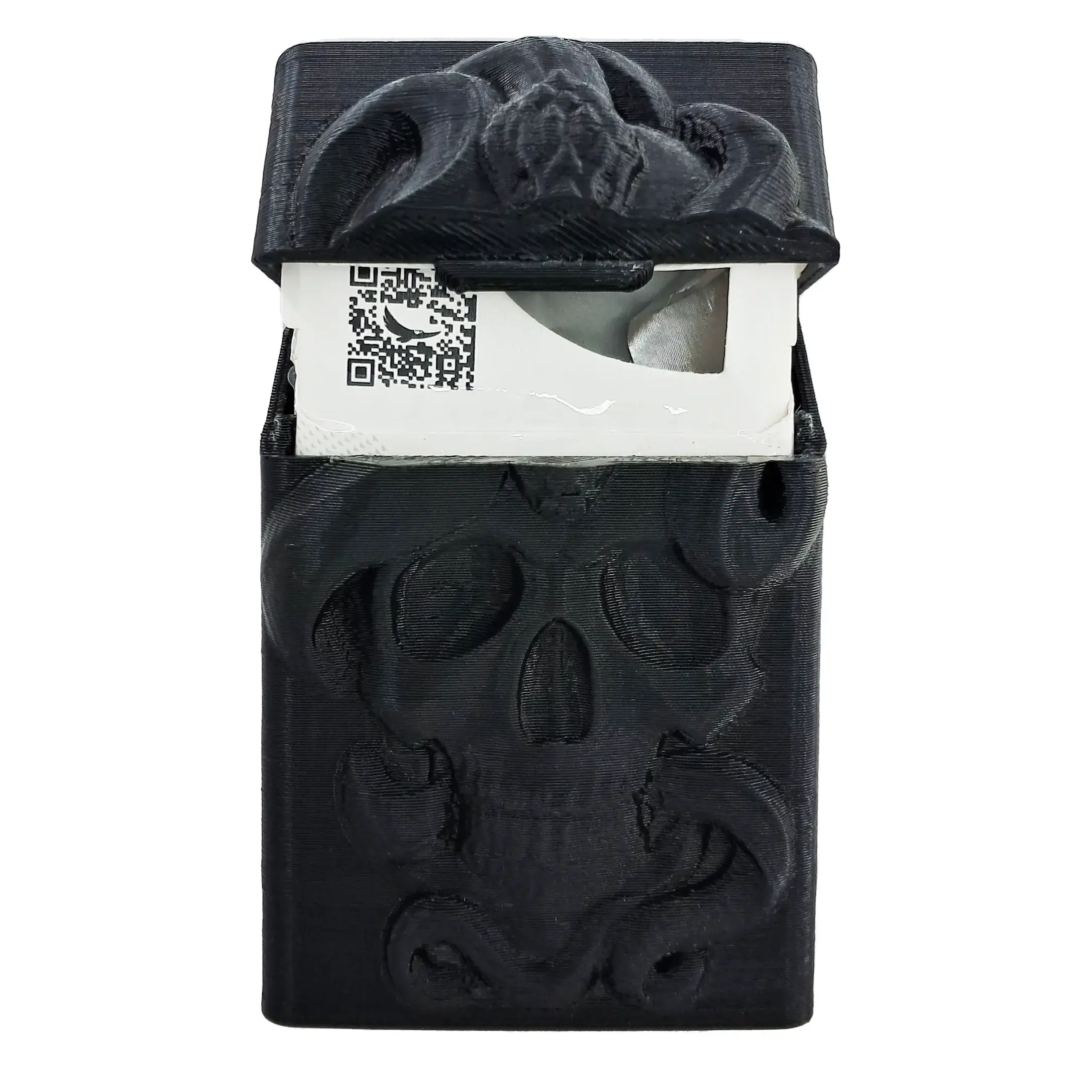 جعبه سیگار طرح اسکلت و مار با پاکت سیگار و در باز