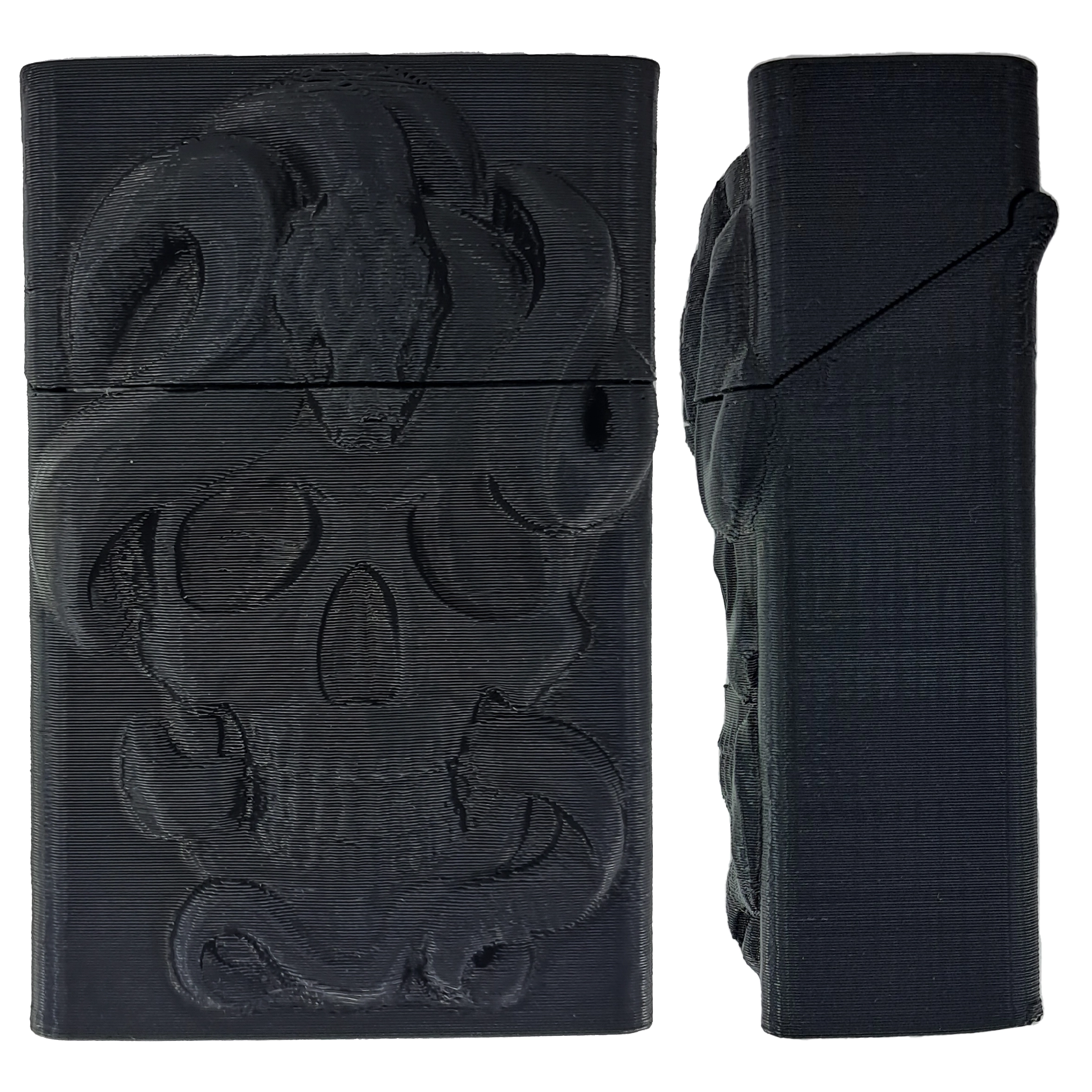 جعبه سیگار طرح اسکلت و مار - عکس نیم رخ و تمام رخ کنار هم