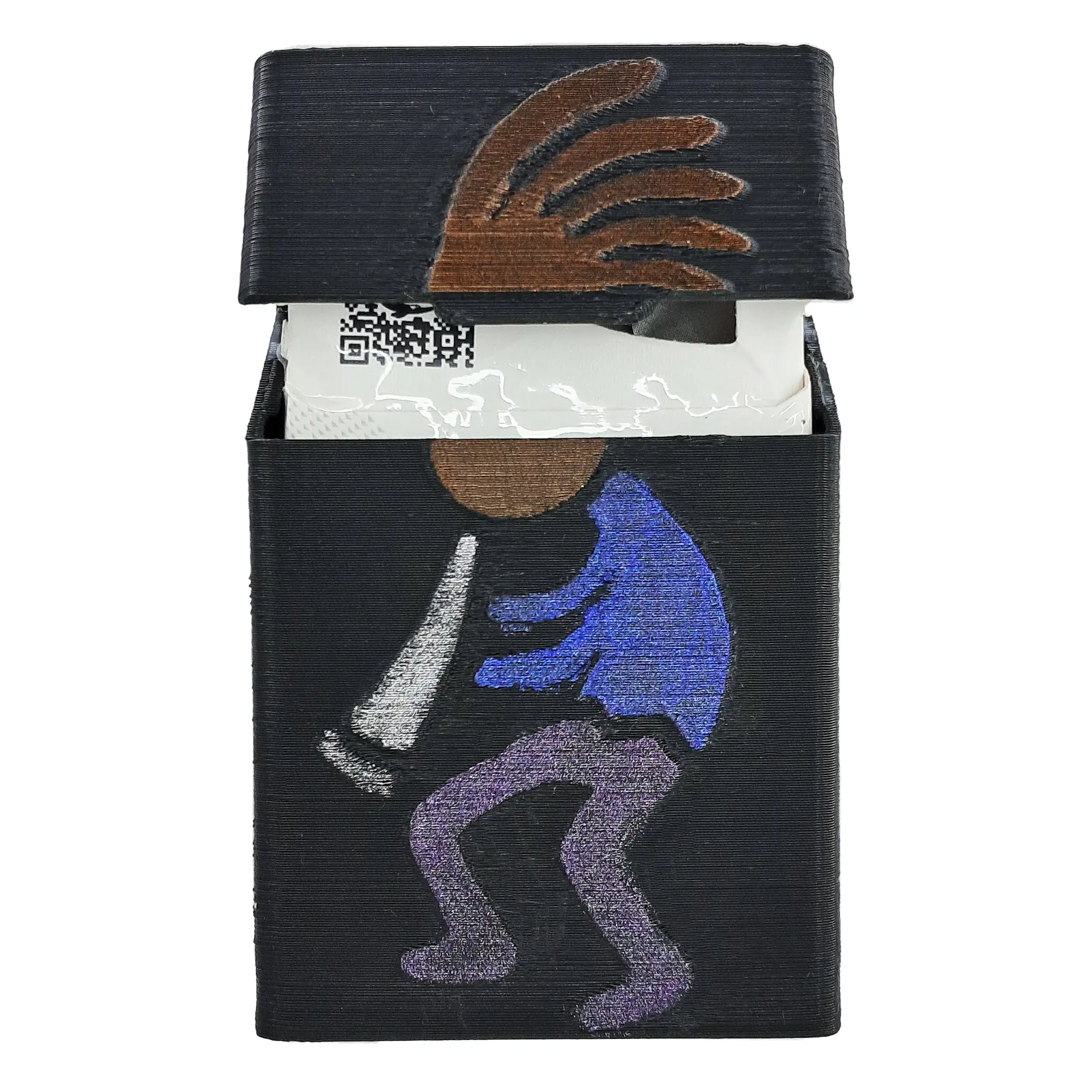 جعبه سیگار طرح شیپور با درب باز و پاکت سیگار داخلش