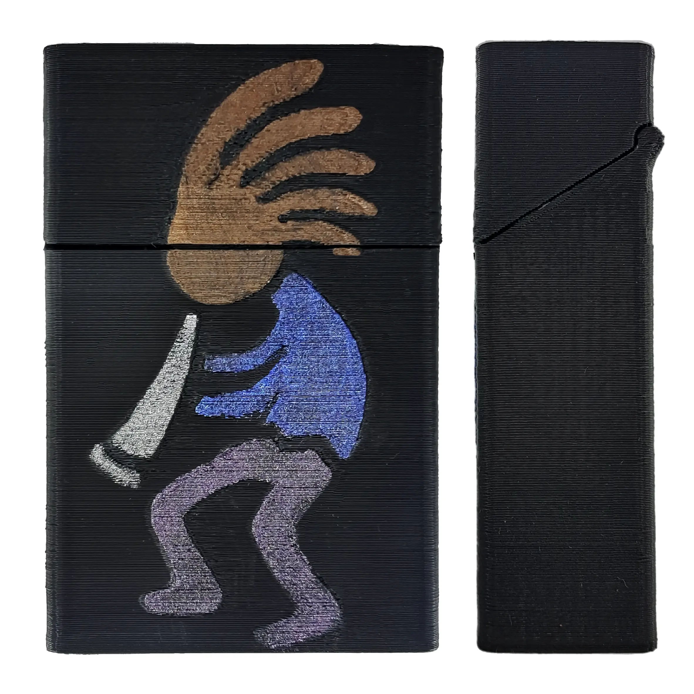 جعبه سیگار طرح شیپور، خرید تک و عمده از کاژین - عکس نیم رخ و تمام رخ کنار هم